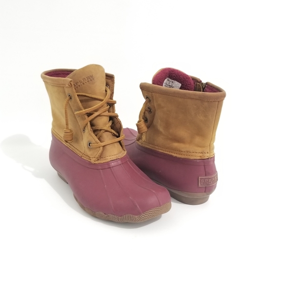 maroon sperry duck boots